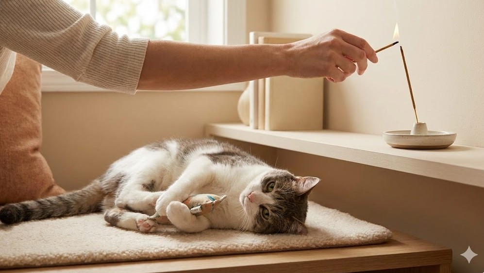 猫が好むマタタビやお香でリラックス環境を作る方法